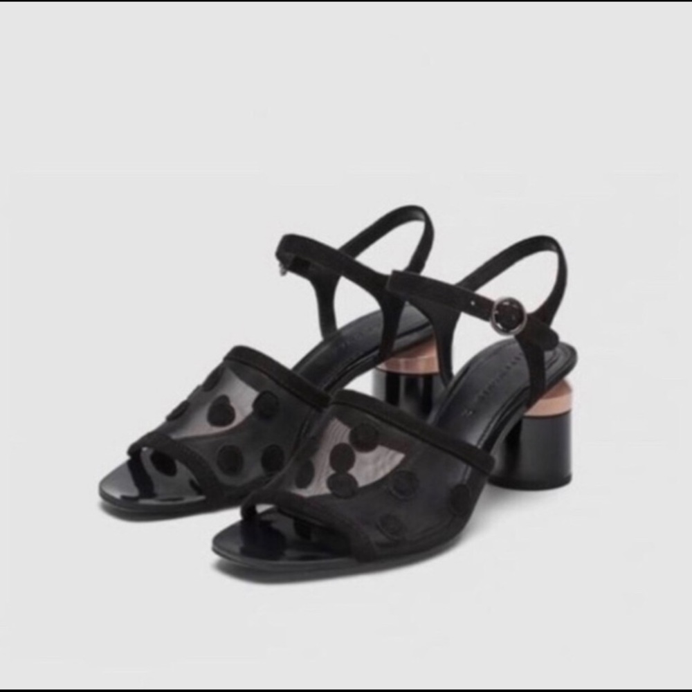 Zara polka dot mesh sandals